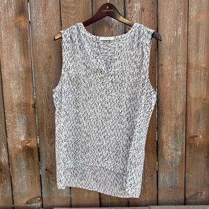 CHAUS Women’s White Black Patterned Sleeveless Tank Top Blouse Size XL